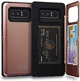 TORU CX PRO Compatible with Samsung Galaxy Note 8 Case - Protective Dual Layer Wallet with Hidden Card Holder + ID Card Slot Hard Cover & Mirror - Rose Gold