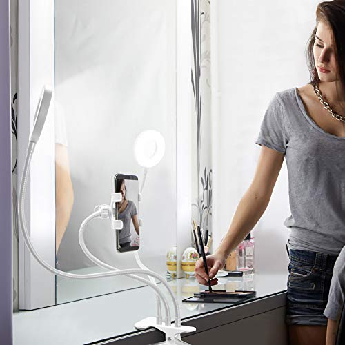 Aduro U-Stream Selfie Ring Light With Stand, Twin Dual Ring Lights With Flexible Gooseneck Phone Holder Arm Stand For Iphone And Android Black #TOP7