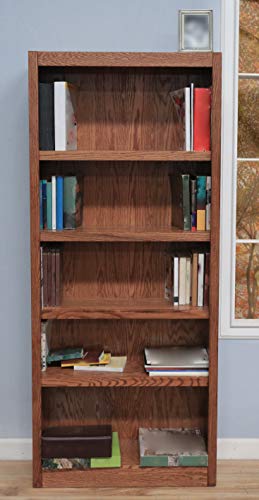 Concepts In Wood Midas Five Shelf Bookcase 72\" H Dry Oak Finish