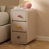 Mesa auxiliar estrecha con 3 cajones, mesita de noche moderna para espacios pequeños, juego de 3 mesas auxiliares para niños, color caqui