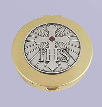 Cathedral Art Abbey & CA Gift His & Cross with Red Stone PYX Container