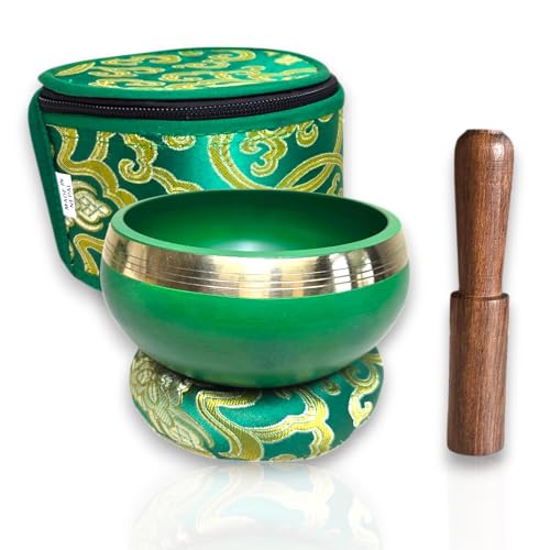 Bol tibétain sonore de méditation guérison des chakras avec coussin et maillet en bois