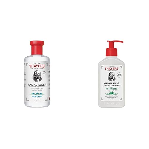 Miniatura 5 de THAYERS Tónico hidratante de pétalos de rosa sin alcohol, con fórmula de aloe vera, 12 onzas líquidas + limpiador diario THAYERS pH equilibrante,