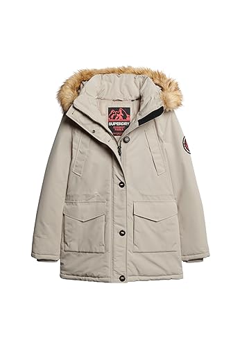 Superdry Women's Everest Faux Fur Hooded Parka Jacket, Skylark Grey, UK 12