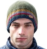 Classic Irish Wool Rib-Knitted Winter Beanie, 100% Wool with Fleece Lining, Hand Washable, Stretches 55-61cm (US, Alpha, One Size, Green)