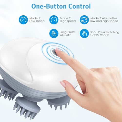 Image of Head Massager for Scalp | Electric Kneading Handheld & Rechargeable Head Massager Device for Full Body Massage, Deep Relaxation, Portable Scratcher Use, and Daily Hair & Scalp Care Support