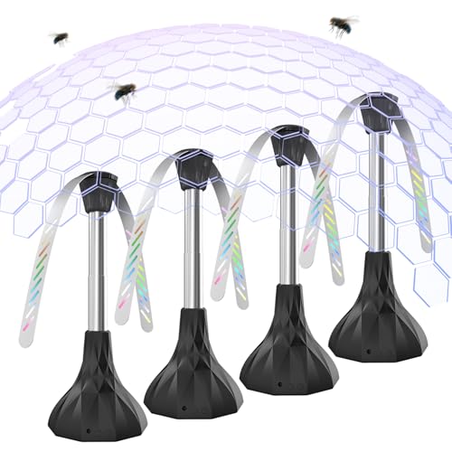 4 PCS Ventilador Repelente de Moscas y Mosquitos, Espanta Moscas para Mesa Físico, Ventiladores Antimoscas Mesa Silencioso y Recargable con Gancho, Plegables y Colgantes para Fiestas, Restaurantes