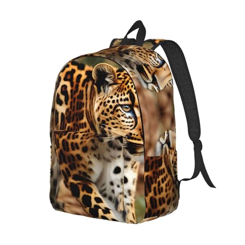 Sac à dos léopard noir décontracté avec compartiments taille S