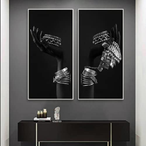 Affiche femme africaine bijoux argent | Déco murale chic salon