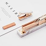 MEI YI TIAN Office Stapler Set, Marble Print & Gold, Elegant & Luxurious, Manual Stapler & Staple Remover Tool for Desktop Accessories Supplies