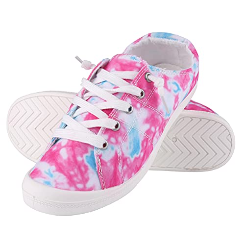 Women's Canvas Sneaker Shoes Low Top Lace Up Fashion Sneakers Casual Slip On Walking Shoes