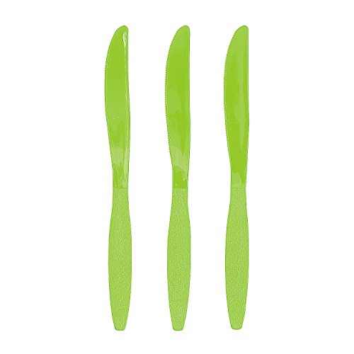 Fun Express - Fresh Lime Plastic Knives (50pc) - Party Supplies - Solid Tableware - Cutlery - 50 Pieces