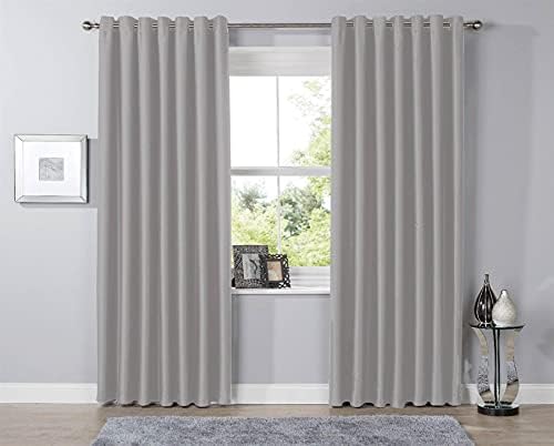 Olivia Rocco Blackout Eyelet Curtains Black Out Thermal Ring Top Curtain Pair Window Treatment Living Room Bedroom, 66" (Width) x 90" (Drop) Silver