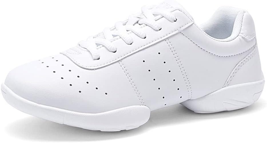 WebrosistolWomens Girls Cheerleading Shoes Lightweight Lace Up Split Sole Jazz Dance Sneakers Outdoor Non-Slip Walking Trainers