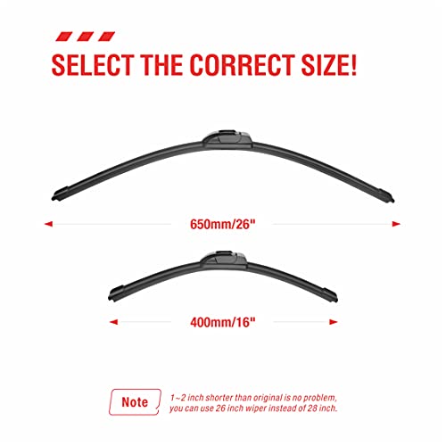 Oem Quality Performance Premium Beam Windshield Wiper Blades 26 And 16,All-Season Auto Replacement Windshield Wiper Blades,Fit Ford Ranger 2020-2019,Honda Accord 2020-2018,Cr-V 2016-2012 +More Cars #TOP3