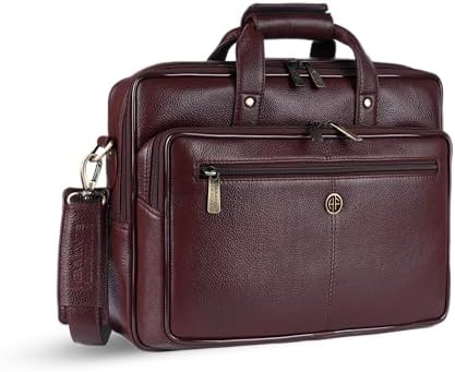 HAMMONDS FLYCATCHER Genuine Leather Office Bag for Men for 15.6 Inch Laptop - Laptop Bag For Men with Adjustable Strap & Multi Compartments - Ideal for Work and Travel - 1 Year Warranty - Brown
