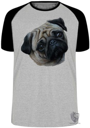 Camiseta cachorro pug raça canina tamanho Infantil ou Adulto ou P...