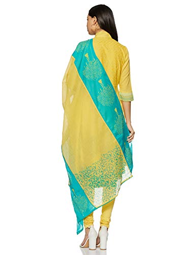 Image of BIBA Women Cotton Asymmetric Solid Suit Set