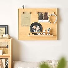 Cubierta decorativa de madera para caja de medidor eléctrico, elegante panel de pared con ganchos y estante de almacenamiento para sala de estar y oficina en casa, color amarillo (80 x 60 cm)