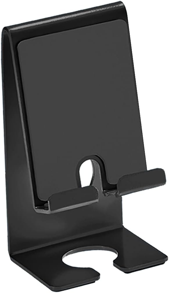 Acrimet Cell Phone Stand for use on Desk or Wall Mount, Charging Dock, Compatible with iPhone and Others Smartphones (Heavy Duty Metal) (Black Color)