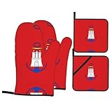 Hamburg Flag Oven Glove Pot Holder 4-Piece Set - Heat Resistant Pot Holders for Kitchen, Microwave & BBQ