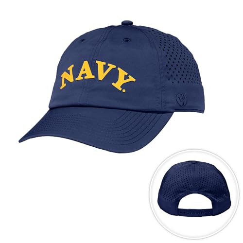 Desert Cactus US Navy Snapback Baseball Hat, United States Midshipmen Unstructured BreezePro Performance Hat with Adjustable Silicone Strap (Design BP2-Navy B)
