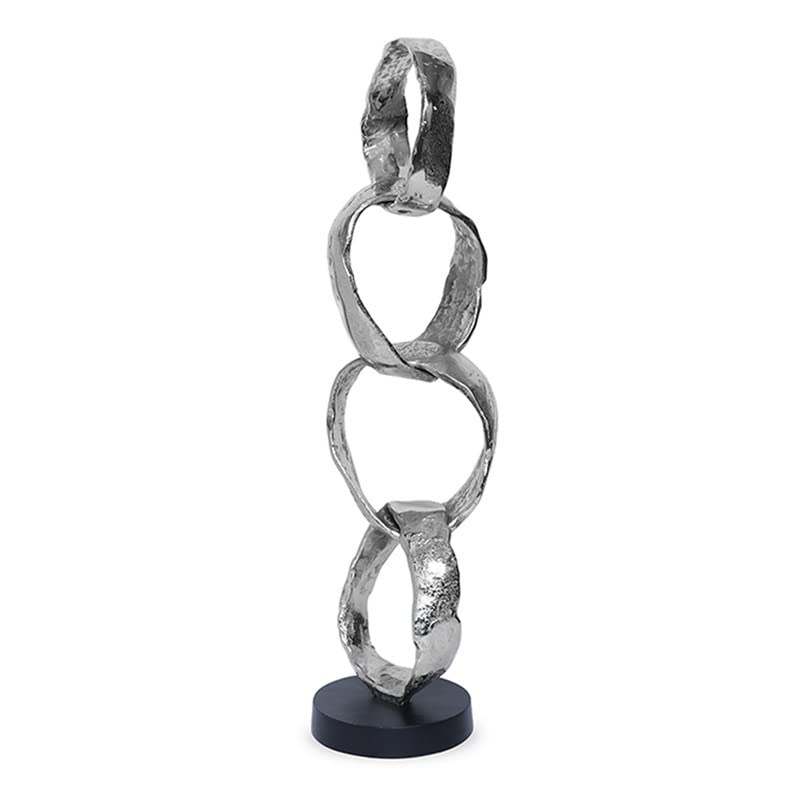Homes r us Larry Handcrafted Circle Sculpture, Silver & Black - 63 cm