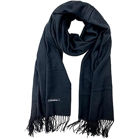 Plum Feathers Women's Cashmere Feel Pashmina Shawls Wraps Stole for Evening Dress Warm Blanket Scarf (Black) Cover