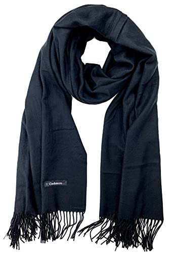 Plum Feathers Women's Cashmere Feel Pashmina Shawls Wraps Stole for Evening Dress Warm Blanket Scarf (Black)