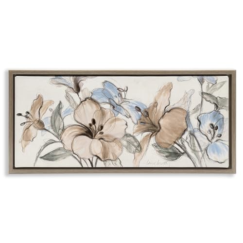 Whispering Florals Neutral Floral, 10 x 24 Inch Canvas in Floater Frame