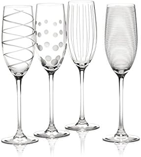 Mikasa Cheers Crystal Champagne Flutes Set, 4 Piece, Champagne Glasses with Quirky Designs, 250ml