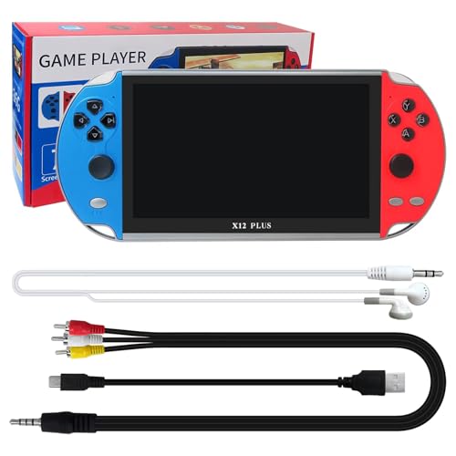 X12 Plus 7-inch HD Screen Handheld Portable MP5, 10000+ Free Games，Dual Joystick Nostalgic Arcade Video Game Machine 16GB ROM, Support GBC/GBA/NES/MD/SMC/SFC Games