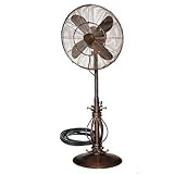 Outdoor Oscillating Fan with Misting Kit - 3 Cooling Speeds with High RPM - 40' to 51' Adjustable Height - Art Deco Floor Fan with Weighted Base and All-Weather UV Paint for Outdoor Use (Scrolls)