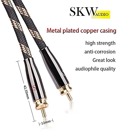 SKW Upgrad Audiophiles Digital Stereo Audio Cable 2RCA Male to 2RCA Male HiFi System with Diameter 12.8mm 1 Metre