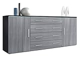 Stauraum: Das Sideboard mit Schubladen und Türen ist ein wahres Platzwunder - 4 Schubkästen, sowie 2 große Türen, dahinter je 2 geräumige Fächer bieten viel Stauraum für allerlei Gegenstände.