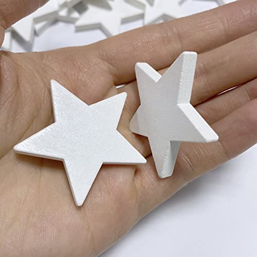 White Wooden Stars For American Flag, 102 Pcs Wood Star Cutouts 1-1/2 Inch By 3/16 Inch For Crafts, July 4Th Independence Day, Christmas (White Wooden Stars) #TOP4