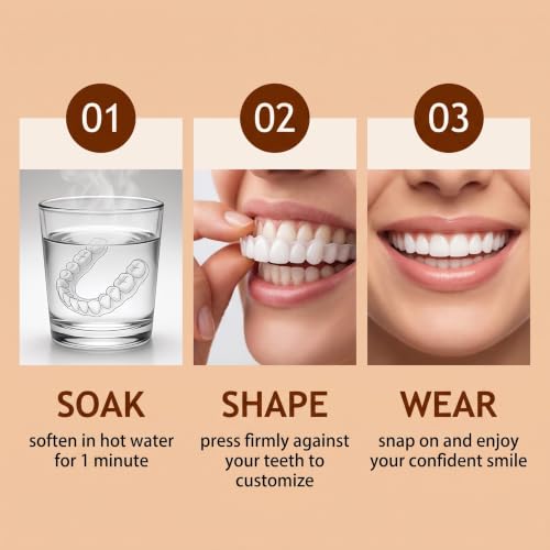 TAHJOS 1 Paire de Fausses Dents Clipsables – Denture Provisoire Naturelle et Réaliste, Idéale pour Manger et Sourire – Facette Dentaire Personnalisable – vue 4