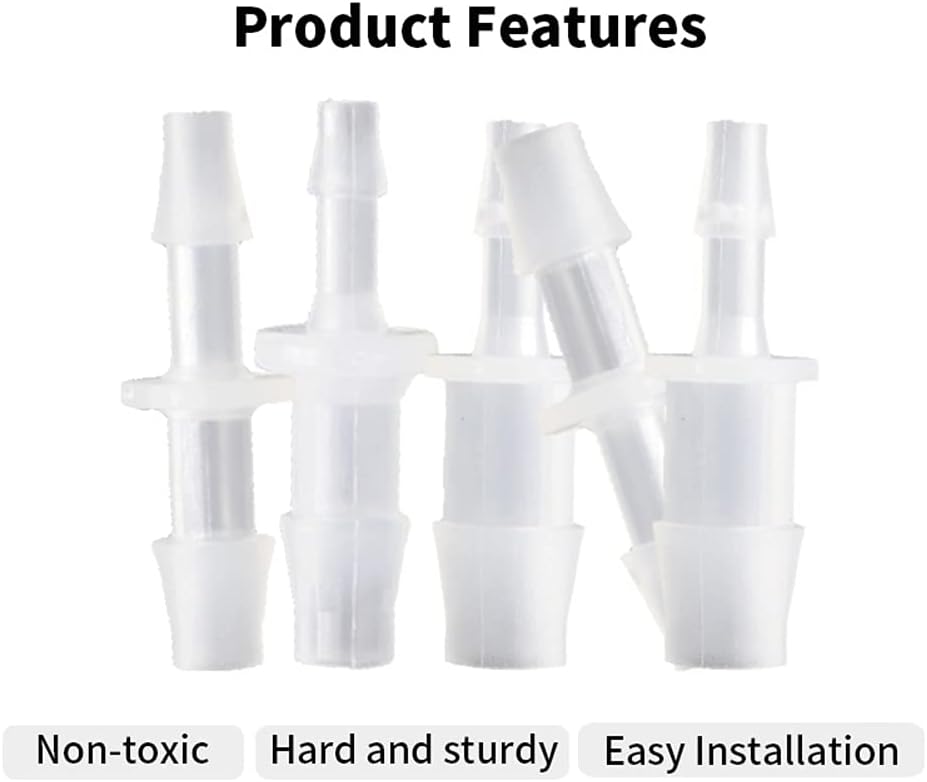 Plastic Hose Barb Reducer Fittings, 1/2" to 3/8" Hose Barb Reducer Pipe Fittings Adapter for Air Water Fuel (Pack of 8) …
