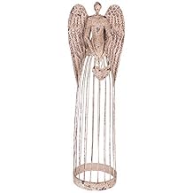 Antique Metal Garden Angel Statue Angel Art Patio Lawn Yard Indoor Outdoor Decorations with LED String Light 19ft/6m Mothers Day