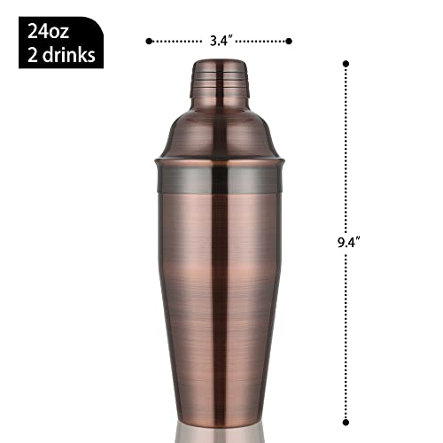 Etens Cocktail Shaker Antique Copper & Bar Shaker, Martini Shaker Stainless Steel 24 Oz With Built In Strainer For Bartending - Bartender Shaker Metal Mixed Drink Mixer | Margarita | Mixology #TOP2