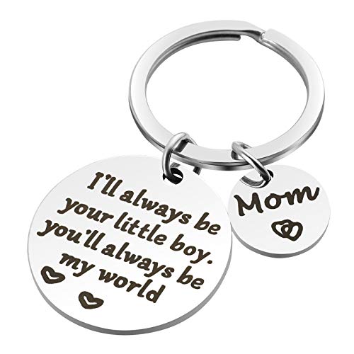 Mother’s Day Gifts, Mom Gifts From Son For Birthday, Double Side I'll Always Be Your Little Boy, You Will Always Be My World - Best Mom Ever Keychain For Mom Valentine’s Day Christmas Gift #TOP2