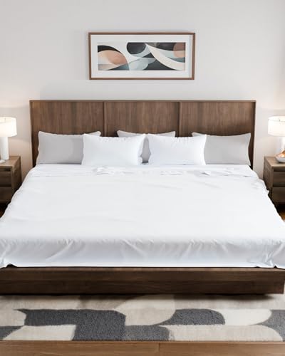 Image of Alaskan King Sheets, 108 inch x 108 inch - 4 Piece Alaskan King Sheet Set - White | Fits 10 inch to 16 inch Deep Pockets, Alaskan King Fitted Sheet, Large Oversize Alaskan King Fitted Sheet, Perfect for Family Beds