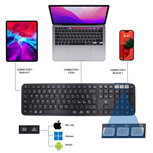 Clavier sans fil multi-connexion Ewent EW3275 pour tablette Android et iOS - 2