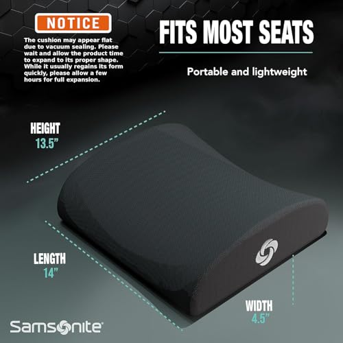 image for Samsonite Ergonomic Lumbar Support Pillow for Office Chair, Gaming Cha
