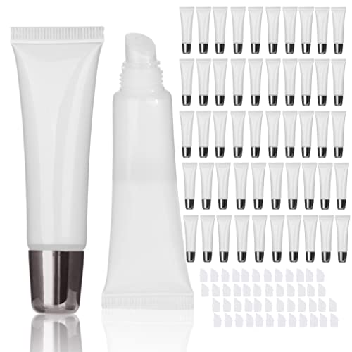 COSIDEA 50pcs 10ml refillable squeeze tubes lip gloss tube containers empty for lip oil DIY