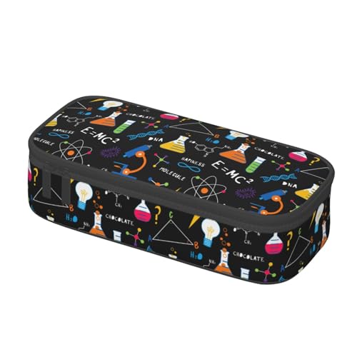 Image of Science Chemistry Biology Physics Pattern Large Pencil Case With Zipper Compartments Stationery Pencil Bag For Kids Teens Students School Supplies