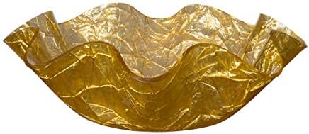 Tehila Collection Lucite Small Serving Bowl with Textured Gold Crumple Pattern 9 1/2 Inch x 3 1/2 Inch