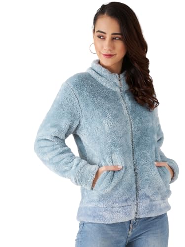 Image of Modeve Women Solid Full Sleeve Fur Standard Length Jacket For Winter