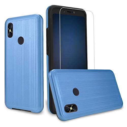 New Frontier Ultra Hybrid Designed for BLU Advance A6 2018 Case, BLU Studio Mega 2018 Case (VGC + SP) (Blue)