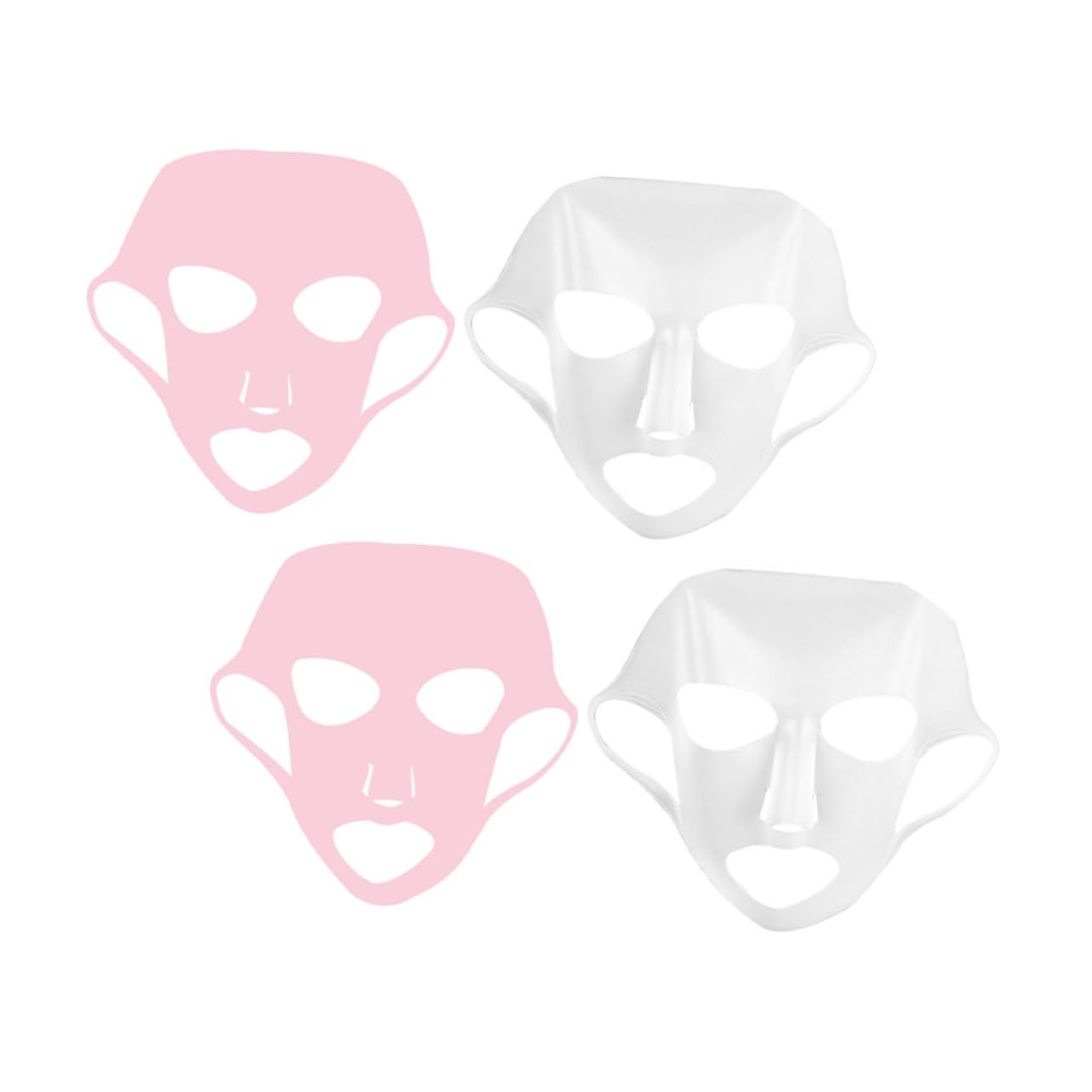4pcs Silicone Mask Cover Reusable Beauty Mask Film for Women for Home Skin Care Moisturizing and Convenience White and
